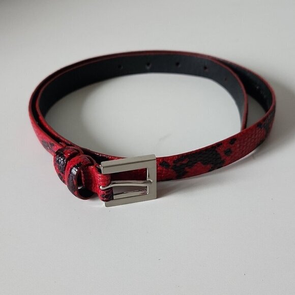 TOLEDANO | leather belt snakeskin red black sz M - Picture 1 of 4